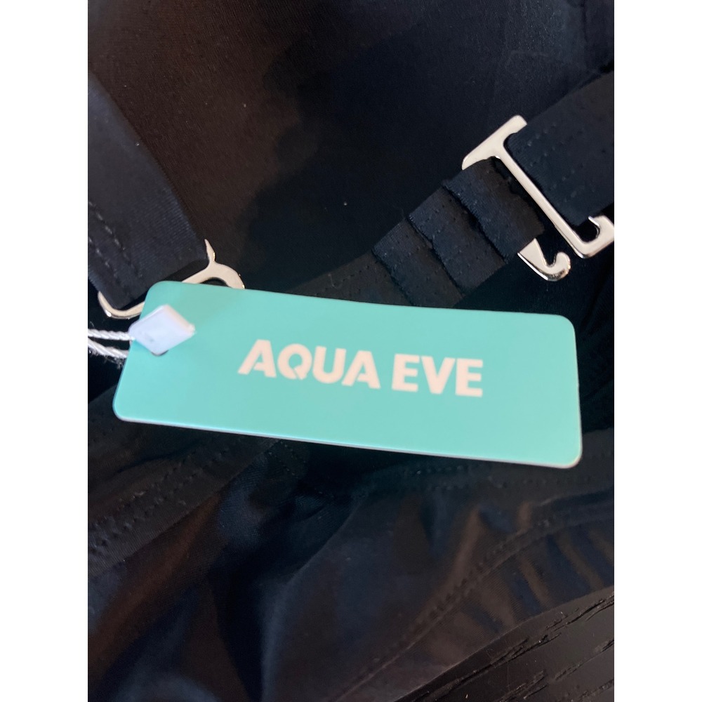Aqua Eve Black Ruched‎ Bikini Top Swimwear Size Large NWT - Picture 6 of 7
